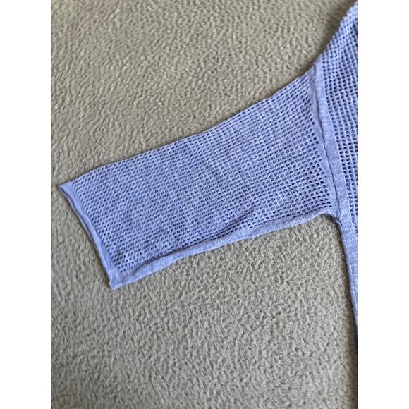 In Cashmere Sweater Small Open Knit Linen Sheer Oversize 3/4 Sleeve Pullove Boho - Picture 3 of 16